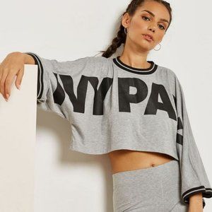 IVY PARK Gray Cropped Oversized Logo Crop T-Shirt